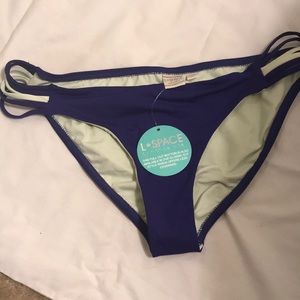 NWT LSpace full cut blue bikini bottoms - size L